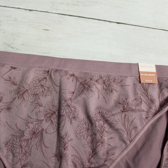 Ambrielle Women's High Cut Leg Brief Panties Size XXL 9 Floral - Picture 5 of 5